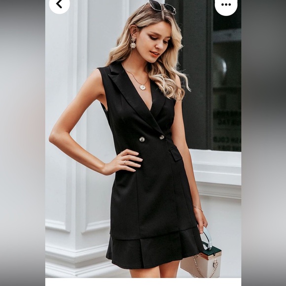 Simplee Apparel Dresses & Skirts - NWT Women’s Blazer Work Dress V Neck Ruffle A Line Slim Sleeveless Dress